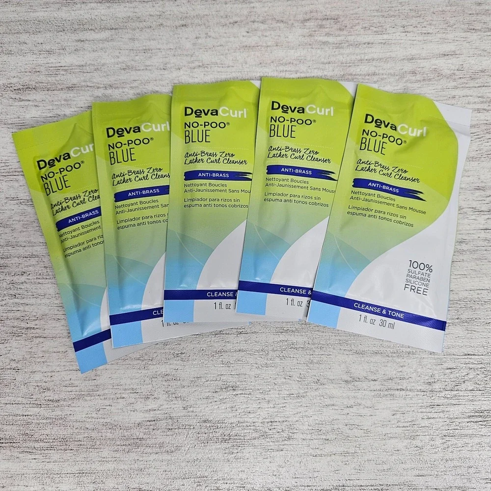 DEVA CURL No-Poo Blue Zero Lather Toning Cleanser 1 fl oz each - LOT OF 5